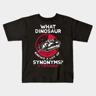 What dinosaur knows a lot of synonyms?  A thesaurus Kids T-Shirt